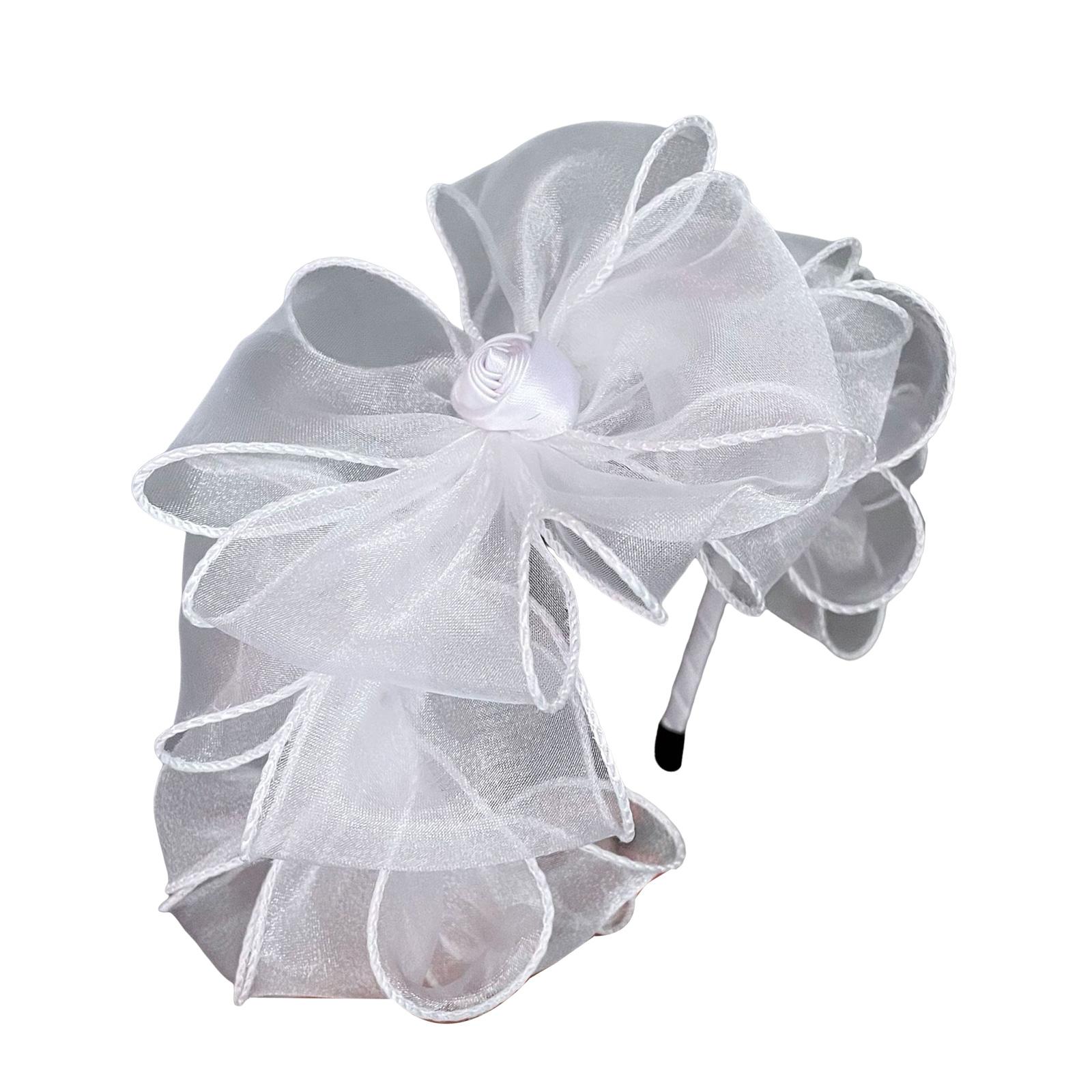 

Mesh Hairband for Female French Bowknot Flower Hairhoop Elegant Dinner Party Headband Dress Accessories Mesh Hairhoop білий