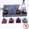 Handmade Natural Crystal Resin Pyramid Ornament for Home and Office