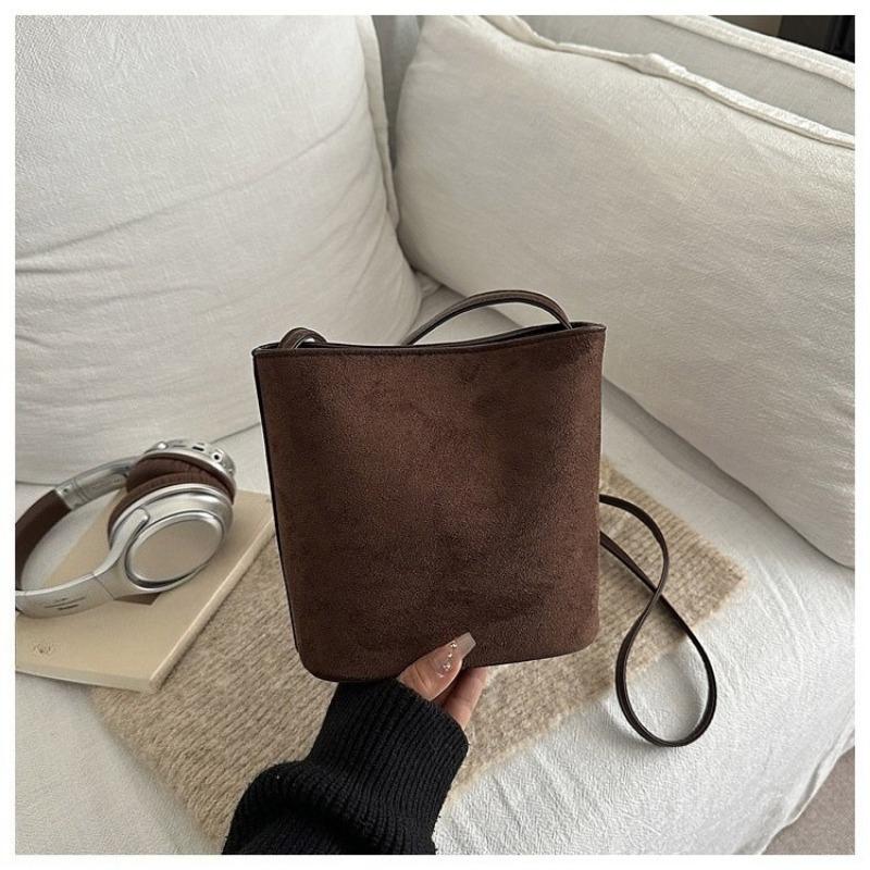 Ретро большая вместительная однолямочная сумка-ведро через плечо