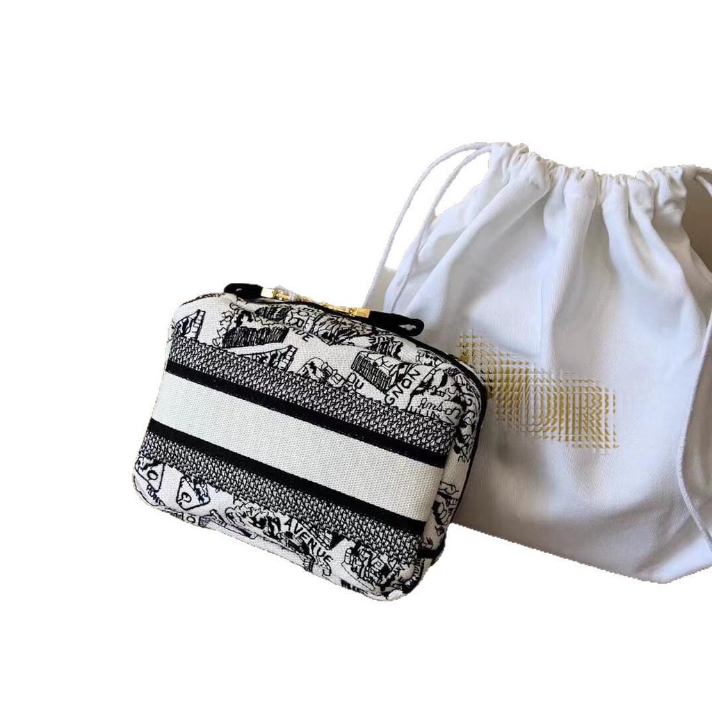 Paris Map Embroidery Canvas Bag: Makeup, Storage, Toiletry, Clutch, Lunch Box