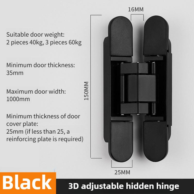 3D Hidden Door Hinges Adjustable Hotel Folding Door Inward and Outward Opening Concealed Door Closer Hardware Supplies