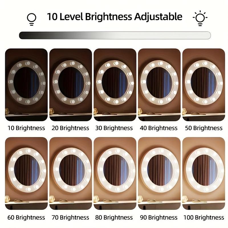 LED Mirror Makeup Light - Adjustable Bulbs, Color And Brightness Adjustable, USB Cable For Makeup Enthusiasts - Perfect for Vanity, Bedroom Bathroom