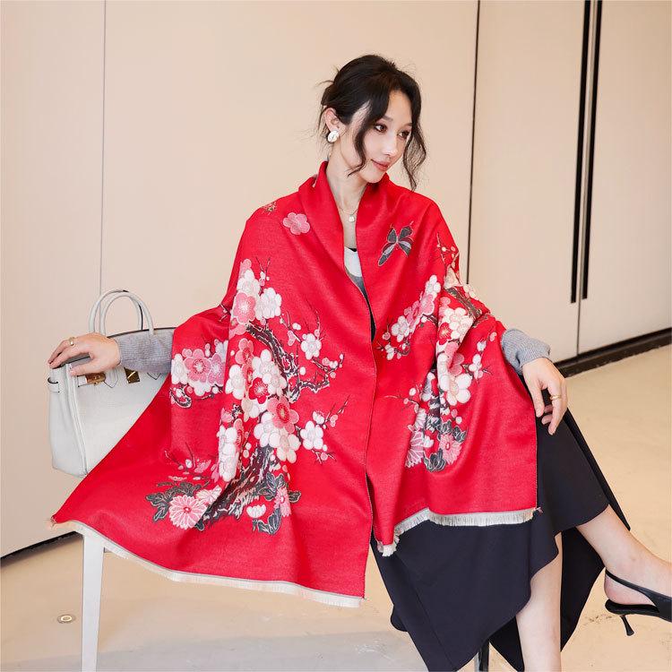 Yiwang Jiangnan Imitation Cashmere Jacquard Scarf - High-End Retro Shawl for Autumn/Winter