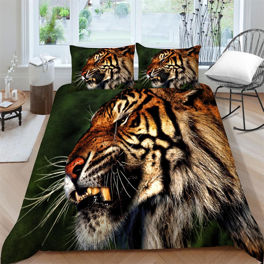 Duvet Cover Set Animals Style Home Bedspreads Newly Bedding Cover Set Children Tiger King Queen Size Microfiber Bedroom Decor