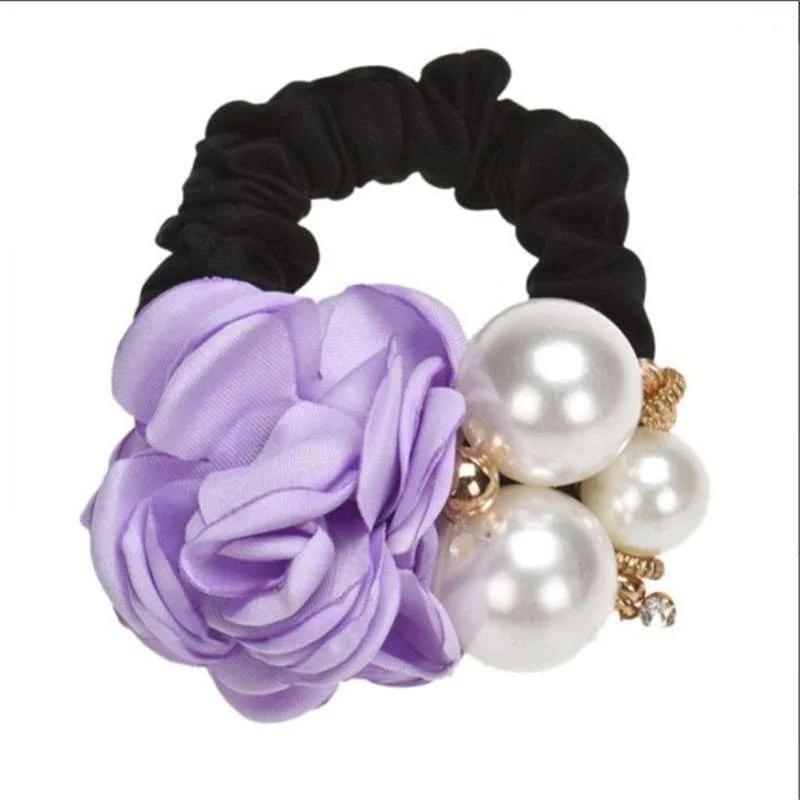 

1 шт. Женские аксессуары для волос Модные большие резинки для волос с цветком розы светло-фиолетовый