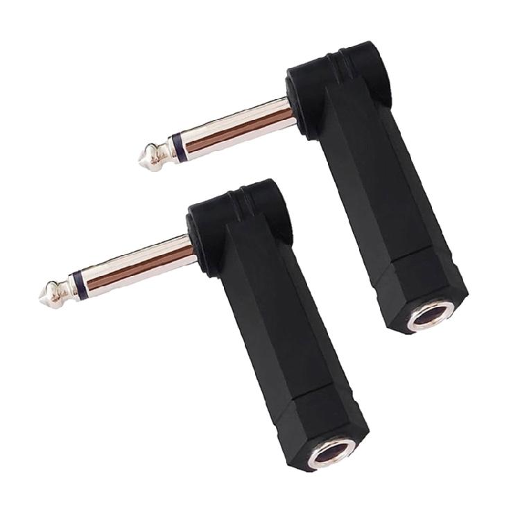 Right Angle 1/4Inch Audios Adapter Double/Mono Compatibility for Musical Instrument Use Guitar, Amplifier, Mixers Board