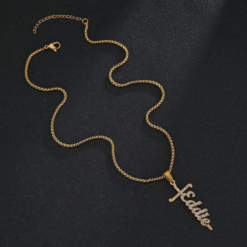 Stylish Cross Custom Name Pendant Zirconia Stainless Steel Letter Necklace Classic Jewelry Women Men Year Party Wishes Gift