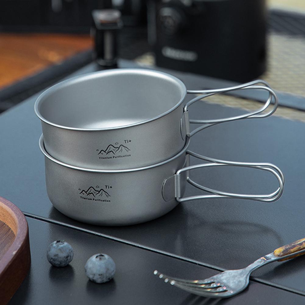 Ultralight Camping Pot Portable Soup Pot with Foldable Handle Salad Meal Bowl Instant Noodle Bowl Outdoor Cooking Equipment
