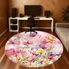 1pc Butterflies Flowers Round Chair Mat Office Area Rug - Non-Slip, Floor Mat for Office, Bedroom, and Indoor Decor P127232