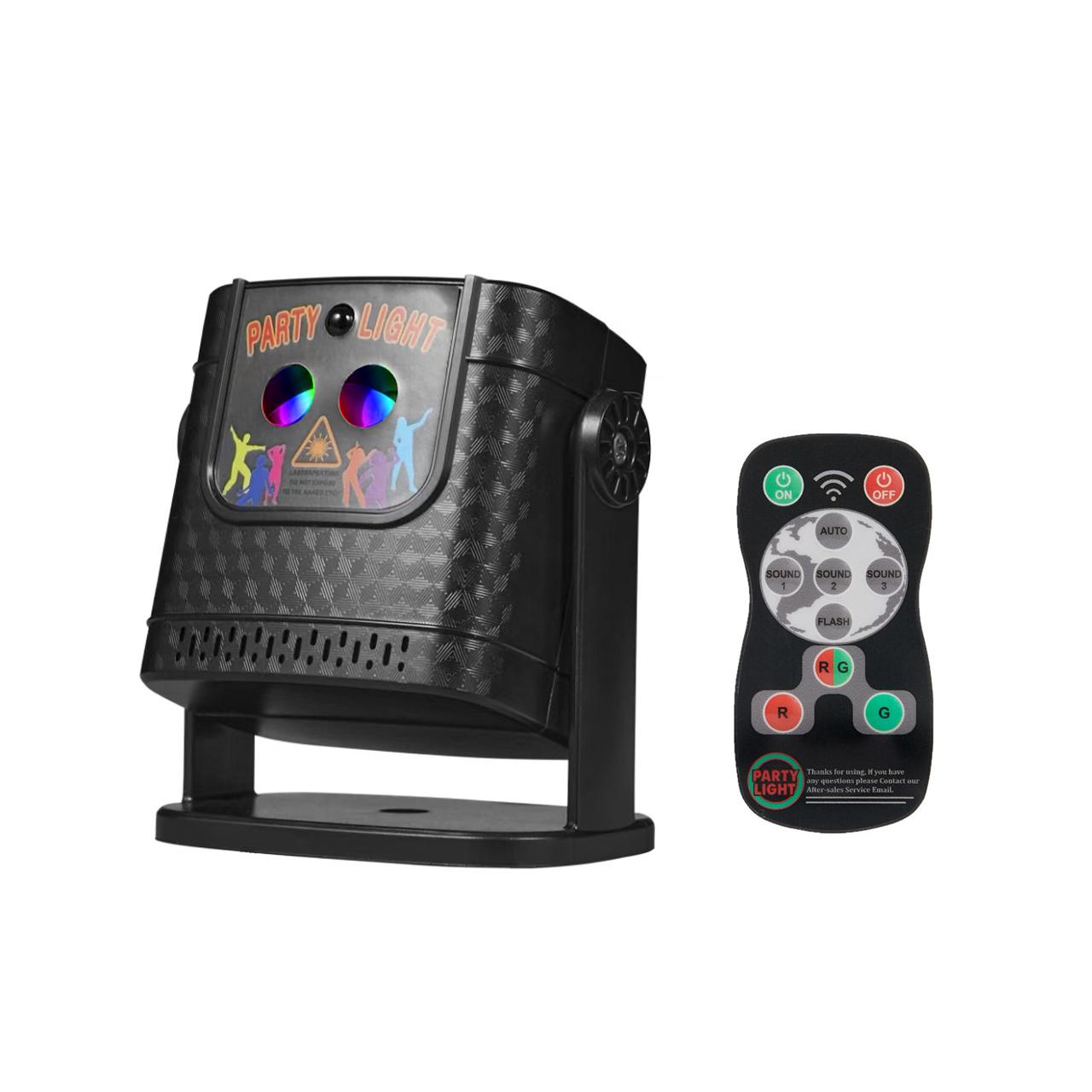 

DJ Disco Laser Flash Stage Light USB Voice Control Remote Control Birthday Karaoke Christmas Holiday Decoration Home Party Light чорний