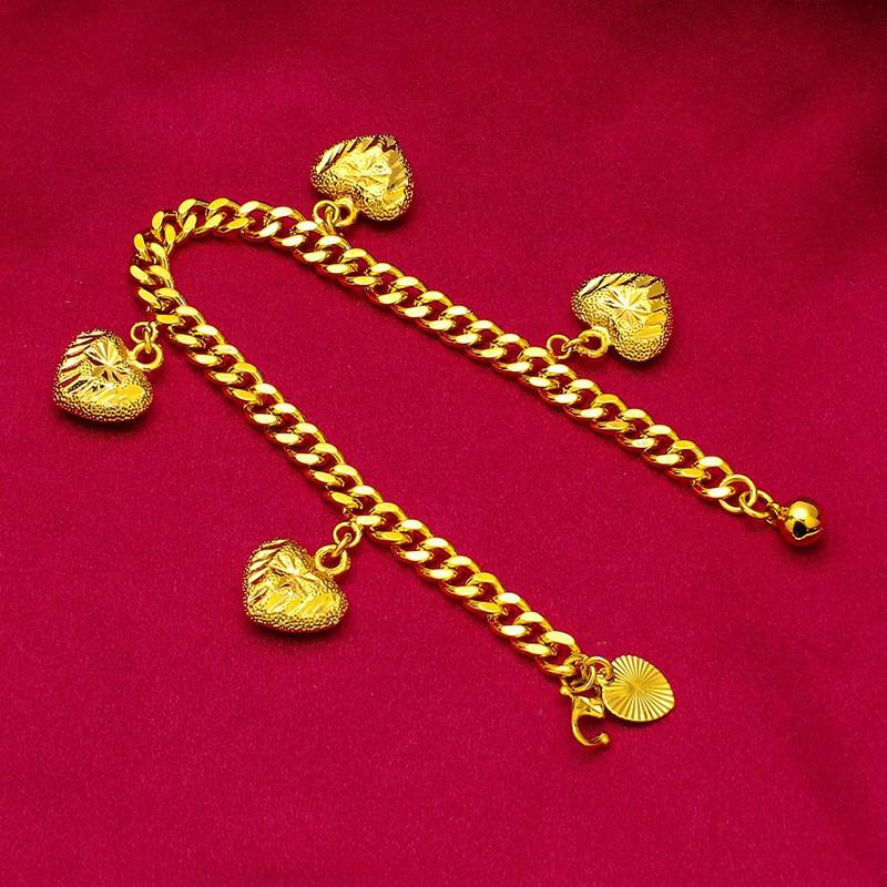 Minimalist Gold Plated Copper Heart Charm Bracelet Women Elegant Small Love Pendant Jewelry Large Heart Pendant Bracelet for Women