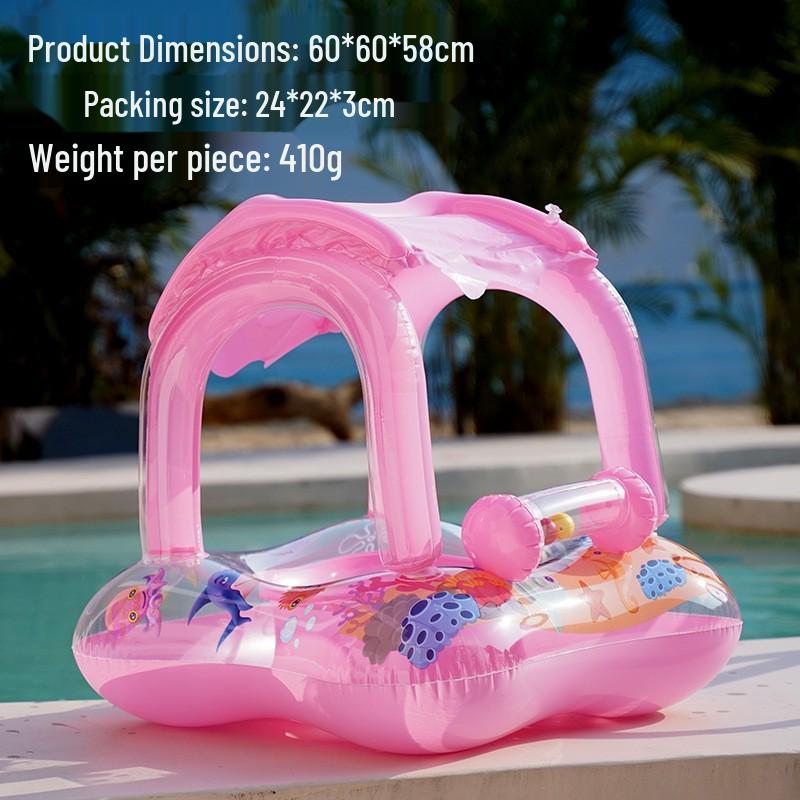 Large Toddler Boat-Themed Swimming Ring with Canopy & Steering Wheel