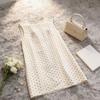 Vintage Polka Dot Round Neck Sleeveless Vest Dress Short Skirt Women's Summer New Back Hollow Straight Skirt Small Man