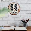 2D Flat Round Vintage Toilet Aluminum Sign, Male & Female Icons Bathroom Wall Decor for Home Office Public Restrooms
