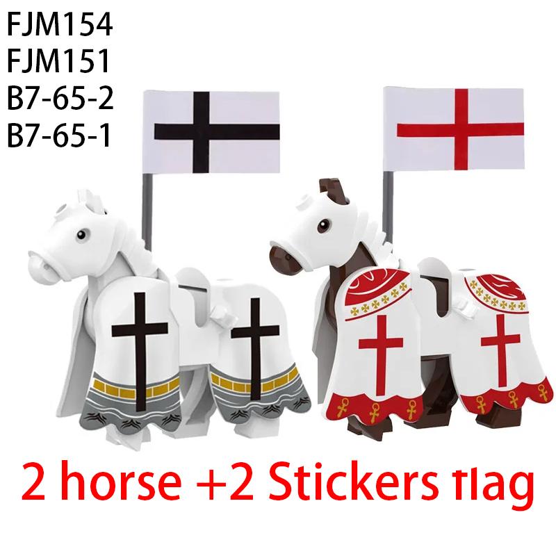 Mittelalterliche Militärburg Ritter Bausteine Reitpferd Wolf Bär Elefant Tier Weste Waffe Fahne Sattel Spielzeug Ziegelstein Geschenk A06