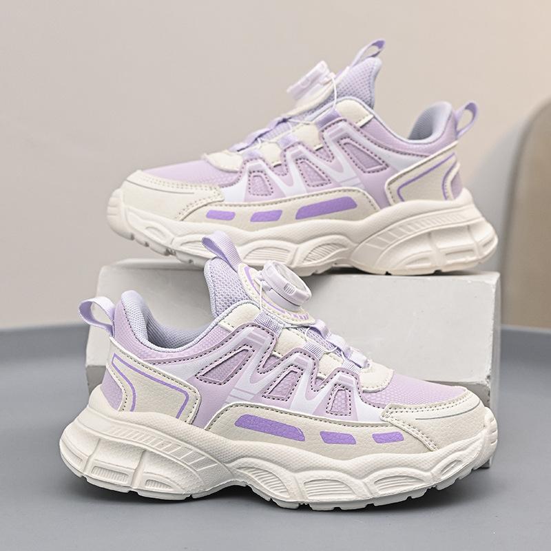 Mädchen Papa-Schuhe Kinder Drehknopf Lederoberfläche Mädchen rosa Laufschuhe mittlere ältere Kinder Sportschuhe rutschfeste Samt Baumwollschuhe