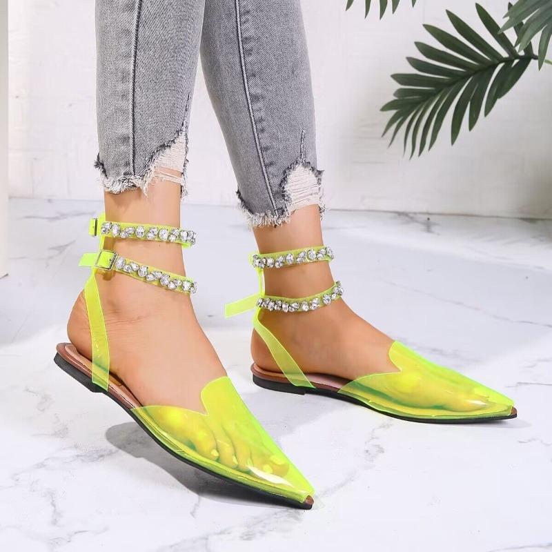 Women's Summer New Sexy Pointed Toe Shallow Mouth Comfort Sandals PU Leather Outdoor Casual Party Dress Women's Slippers
