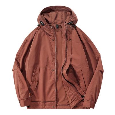 Giacca Casual Primavera e Autunno da Uomo con Cappuccio per Esterno Giacca a Carica Antivento Larga di Grandi Dimensioni Giacca a Vento