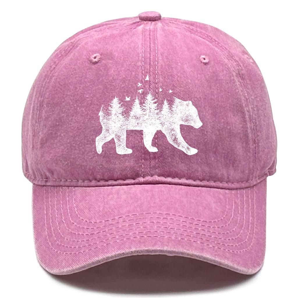 Forest Bear Washed Cotton Snapback Baseball Caps Gorra Hombre Leisure Distressed Adjustable Baseball Hat For Mountaineering