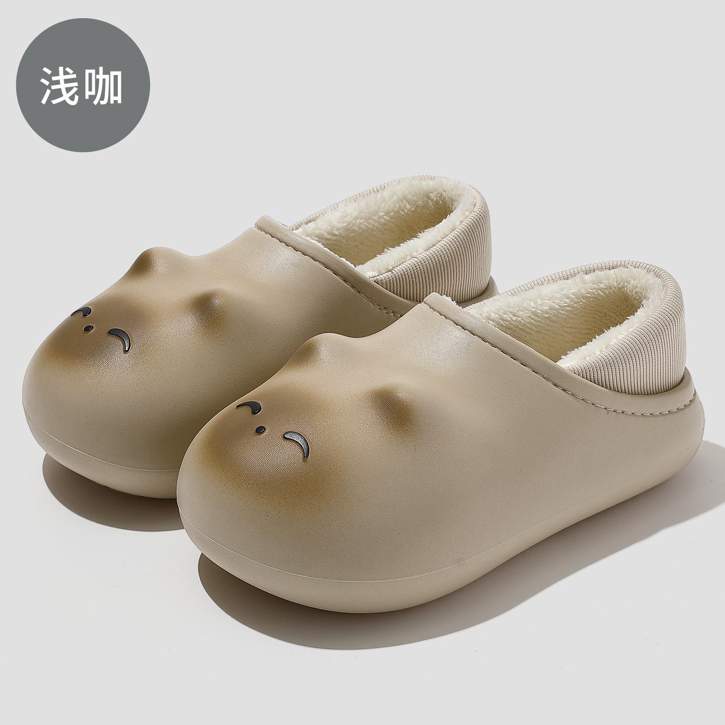 

. Водонепроницаемые хлопковые тапочки зимние мультяшные милые котята плюшевые теплые и нескользящие зимние хлопковые туфли зимние 40-41 [Inner length 24.5cm] света кофе