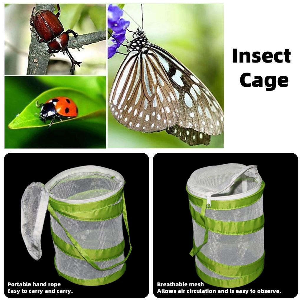 Children's Butterfly Cage with Handles Foldable Insect Grasshopper Cicada Net Cage Plant Cultivation Reptile Breeding Box 1Pc