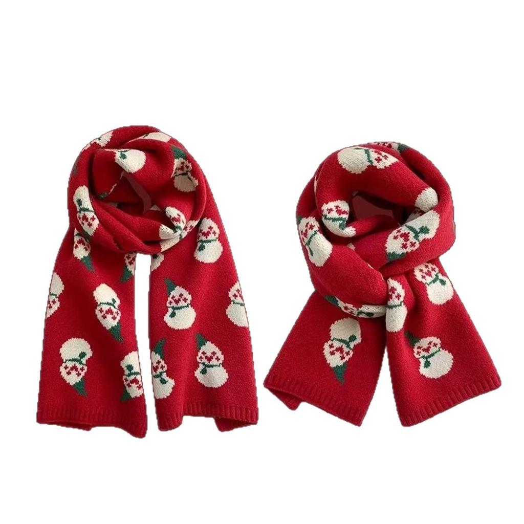 Christmas snowman couple scarf New Year's gift red scarf female winter senior Korean version student