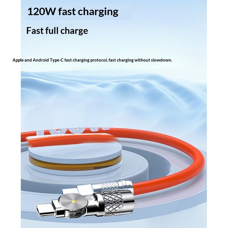 120W Fast Charge Usb Type C Cable 180 Degree Rotation Elbow Cable For Game Phone Charger Usb Type C Cable