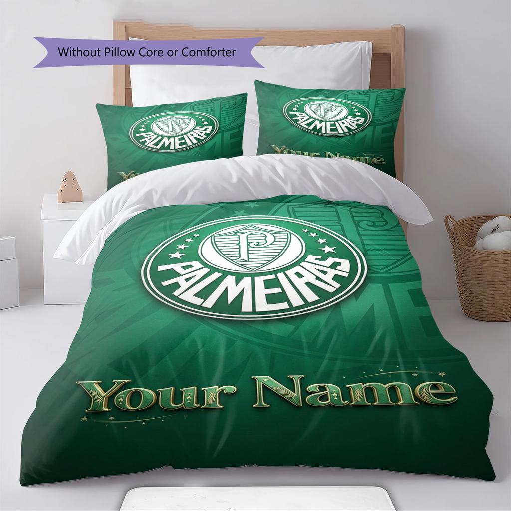 Name Custom SE Palmeiras Logo Pattern Bedding Set Quilt Cover Pillowcase Home Decor Gift (1 * Duvet Cover + 2 * Pillowcase, Without Core)