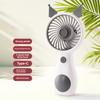 Tragbarer Mini-Ventilator im Cartoon-Katzenohren-Design, 5 mm Sicherheitsgitter-Turbinenflügel, 5 Geschwindigkeitsstufen, Schnellladefunktion