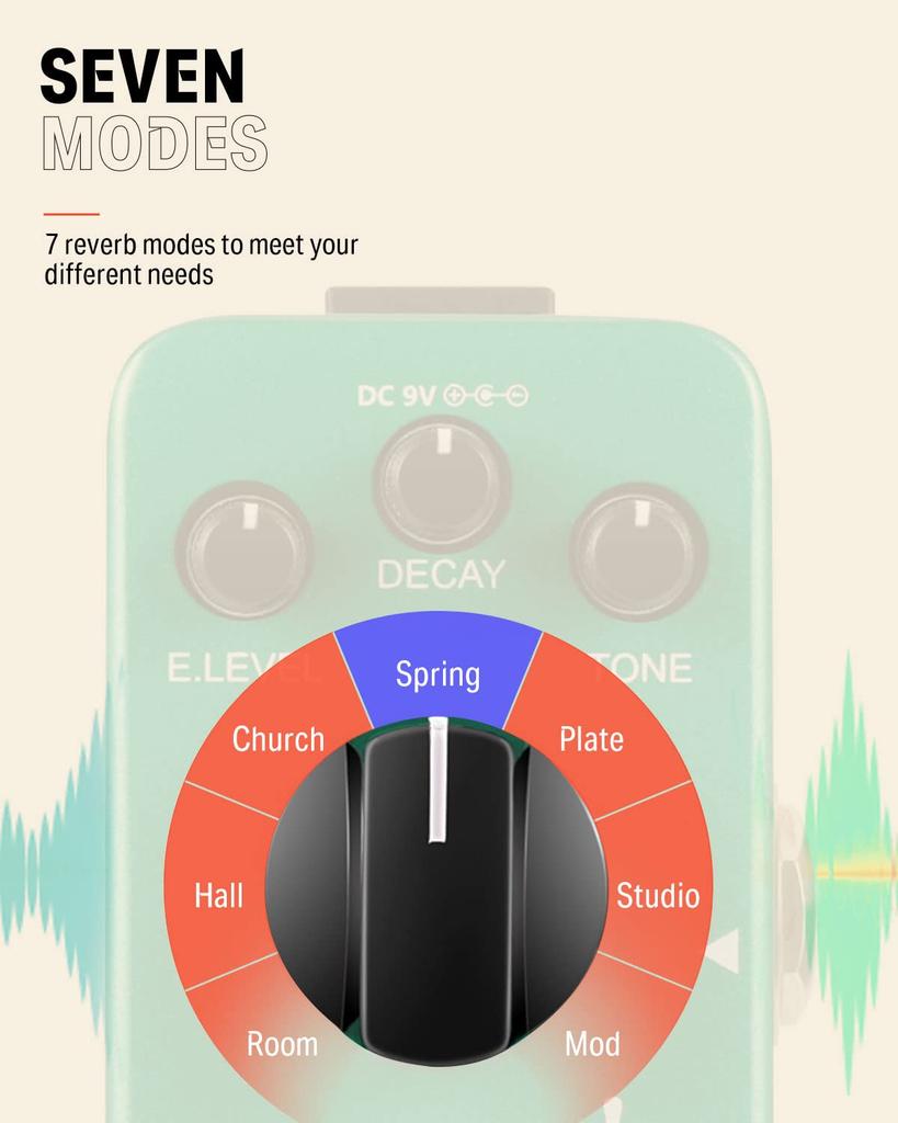Donner Verb Square Reverb Effector with 7 Modulation Modes