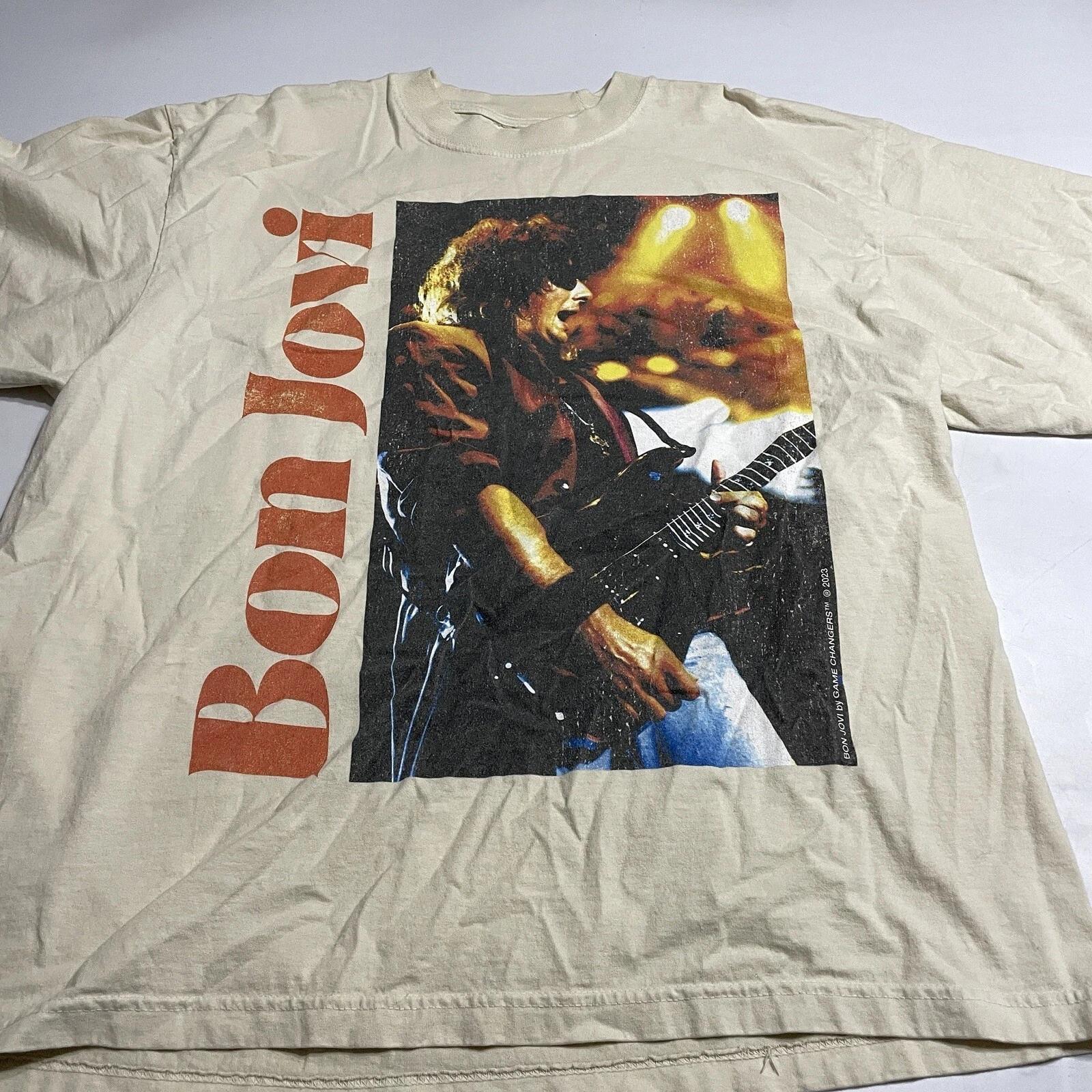 

Game Changers 2023 Ivory Beige T Shirt Bon Jovi Size XL Mens S