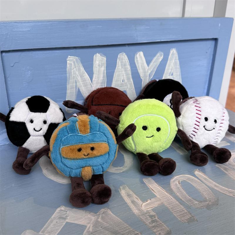Kawaii Sports Ball Plush Keychain Coin Purse Football Basketball Tennis Baseball Stuffed Toy Cute Bag Decor Birthday Gifts Girl