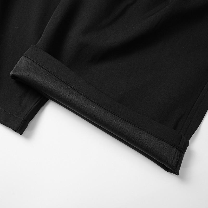 Mens Wide Leg Relaxed Fit Pleated Casual Trousers Pure Color Breathable Synthetic Blend Streetwear Style