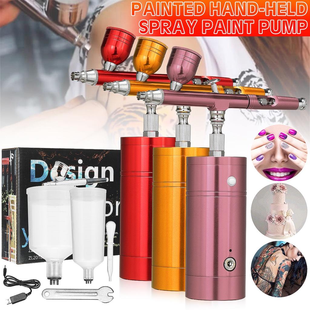 Air Compressor Mini Spray Gun Set Spray Pump Gen Pen Air Compressor Kit Portable Air Brush USB Rechargeable