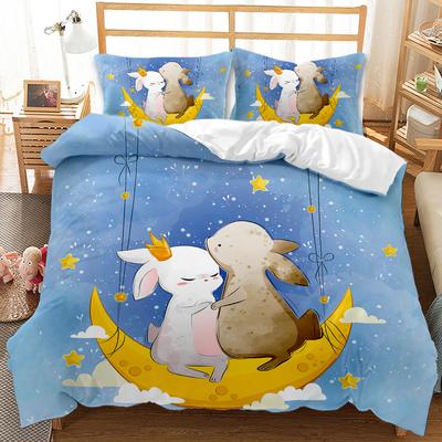 Good Night Series Moon Star Quilt Cover Three-piece Double Bed Pillowcase Bedding