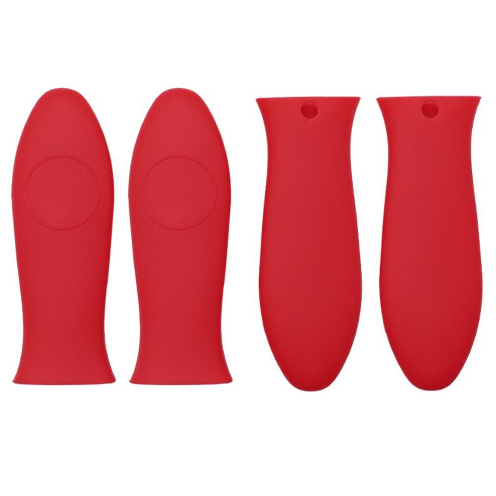 

Heat Resistant Silicone Pot Handle Covers 4 Pieces for Frying Pans Skillets Provides Comfortable Grip and Safety красный