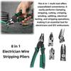Stainless Steel Electrician Wire Stripping Pliers 8 In 1 Wire Crimping Pliers Splitting