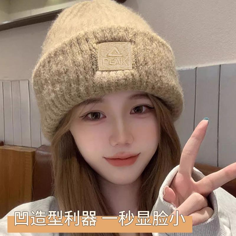 Pickle Knitted Hat with Winter Plush and Thickened Ear Protection, New Big Head Size, Small Face, Versatile, Warm Knitted Hat