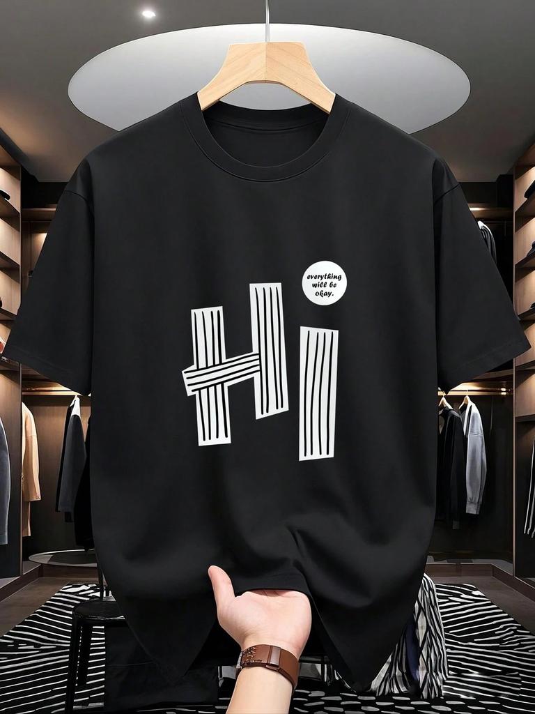 2026 Summer New Style Unisexs Pure Cotton Tshirt with Simple Letter Pattern Print Street Casual Fashion Comfortable and Soft