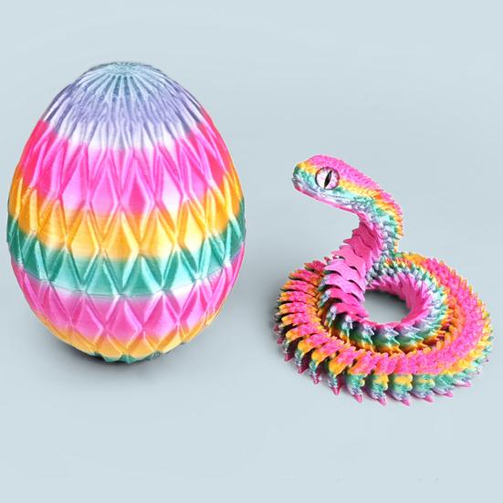 Ovo de Cobra com Cobra Impressa em 3D Dentro Juntas Móveis Estatueta de Cobra Cobra Articulada Brinquedo Fidget de Mesa Decoração Ornamento