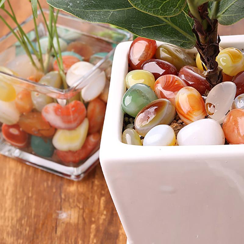 100G/Set Natural Mixed Agate Stone Tumbled Rainbow Crystal For Church Prayer Vase Filler Landscape Home Decor