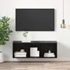 TV Cabinet Set Black Oak Effect 37 x 37 x 107 cm