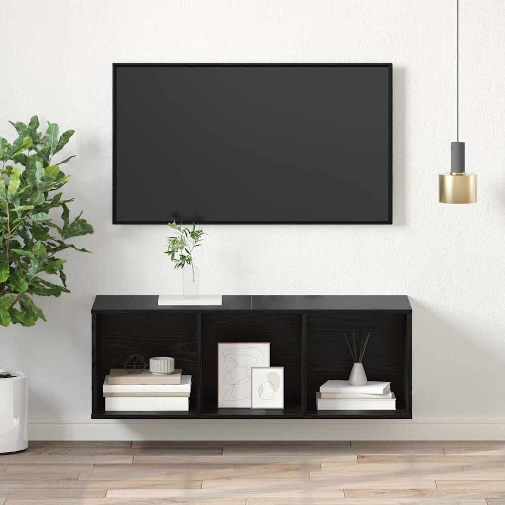 TV Cabinet Set Black Oak Effect 37 x 37 x 107 cm