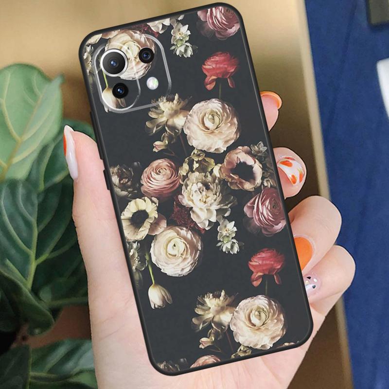 Midnight Floral Case For Xiaomi 15 14 Ultra 13T 14T 15T Pro 17 Pro Max POCO X7 X5 X6 F5 F6 F7 F8 Pro Coque