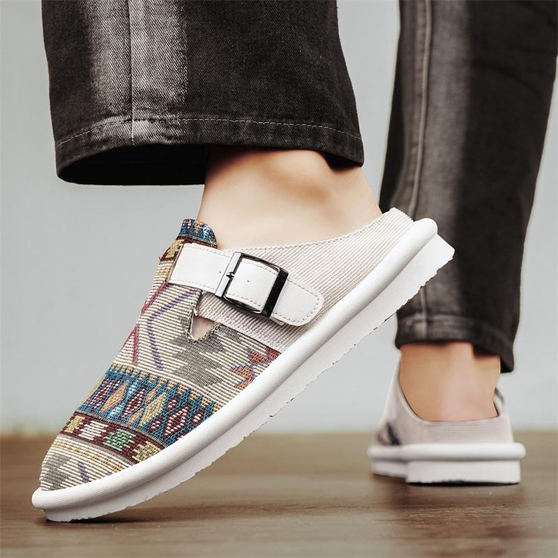 Μεγάλο Μέγεθος 47 Πολυτελείς Ανδρικές Μισές Παντόφλες Σανδάλια Άνετα Αναπνεύσιμα Καμβά Casual Παπούτσια Ανδρικά Μοντέρνα Αθλητικά Παπούτσια Αναψυχής Ανδρικές Παντόφλες Σαγιονάρες Υποδήματα Ανδρικά