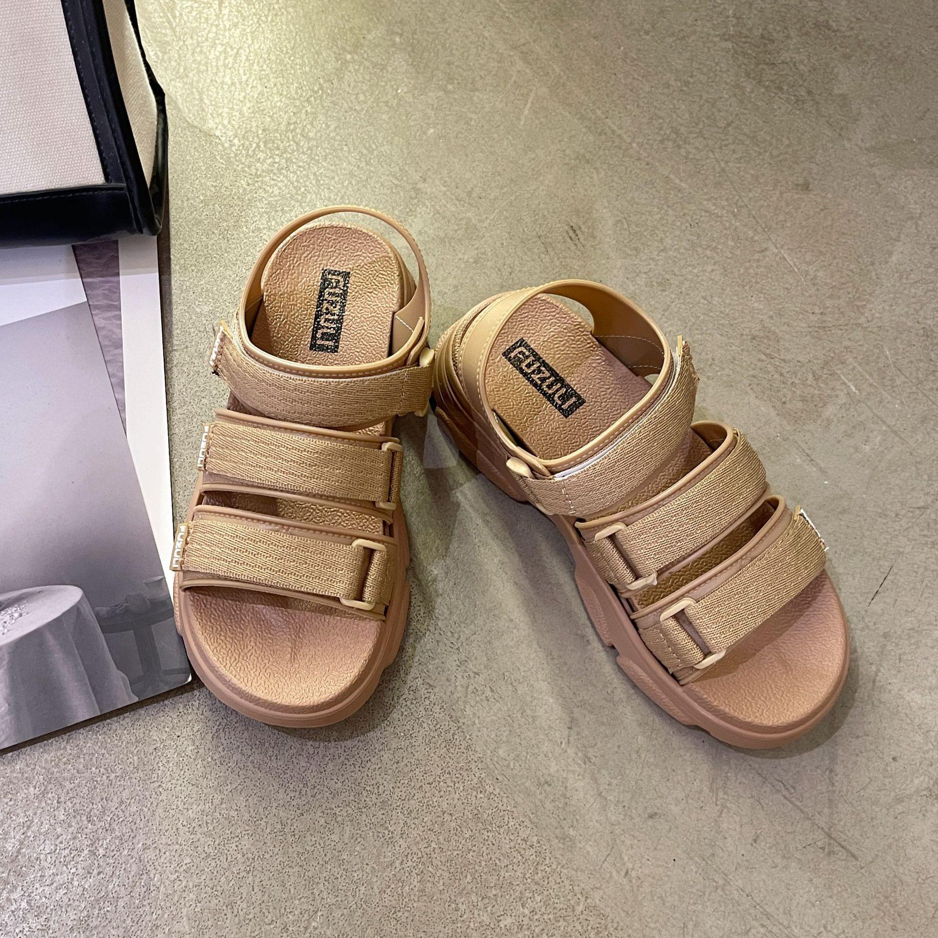 

Сандалии женские летние модные повседневные босоножки на платформе с одним символом студенческие спортивные босоножки с открытым носком на липучке 37 хаки