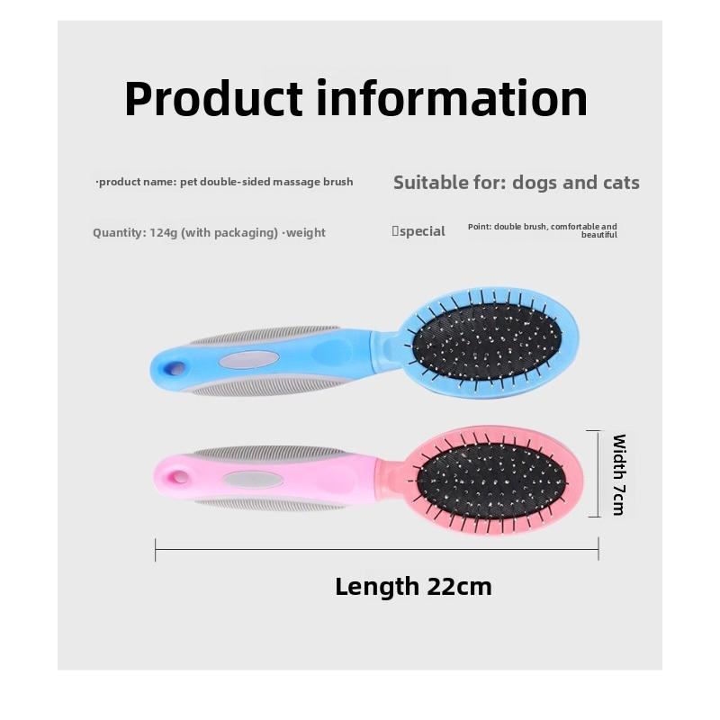 Pet grooming double-sided comb - dog & cat deshedding and detangling brush