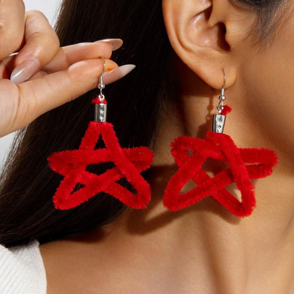 Bowknot Wine Red Bow Drop Earrings Pearl New Year Earrings Elegant Red Velvet Bow Earrings Girl