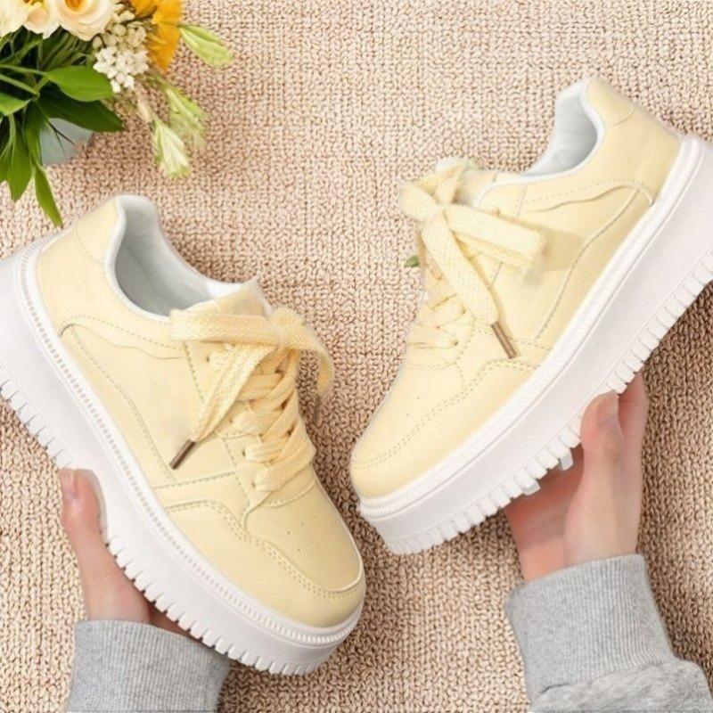 Women's New Little White Shoes Thick-soled Versatile Board Shoes Soft-soled Heightening Casual Sports Shoes Board Shoes Thick-soled Little White Shoes