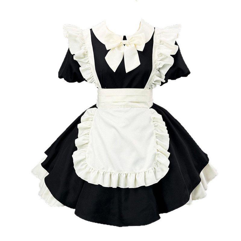 100kg Foreign Trade Plus Size Women's Clothing European and American Style Ruffled Maid Outfit Lolita Dress